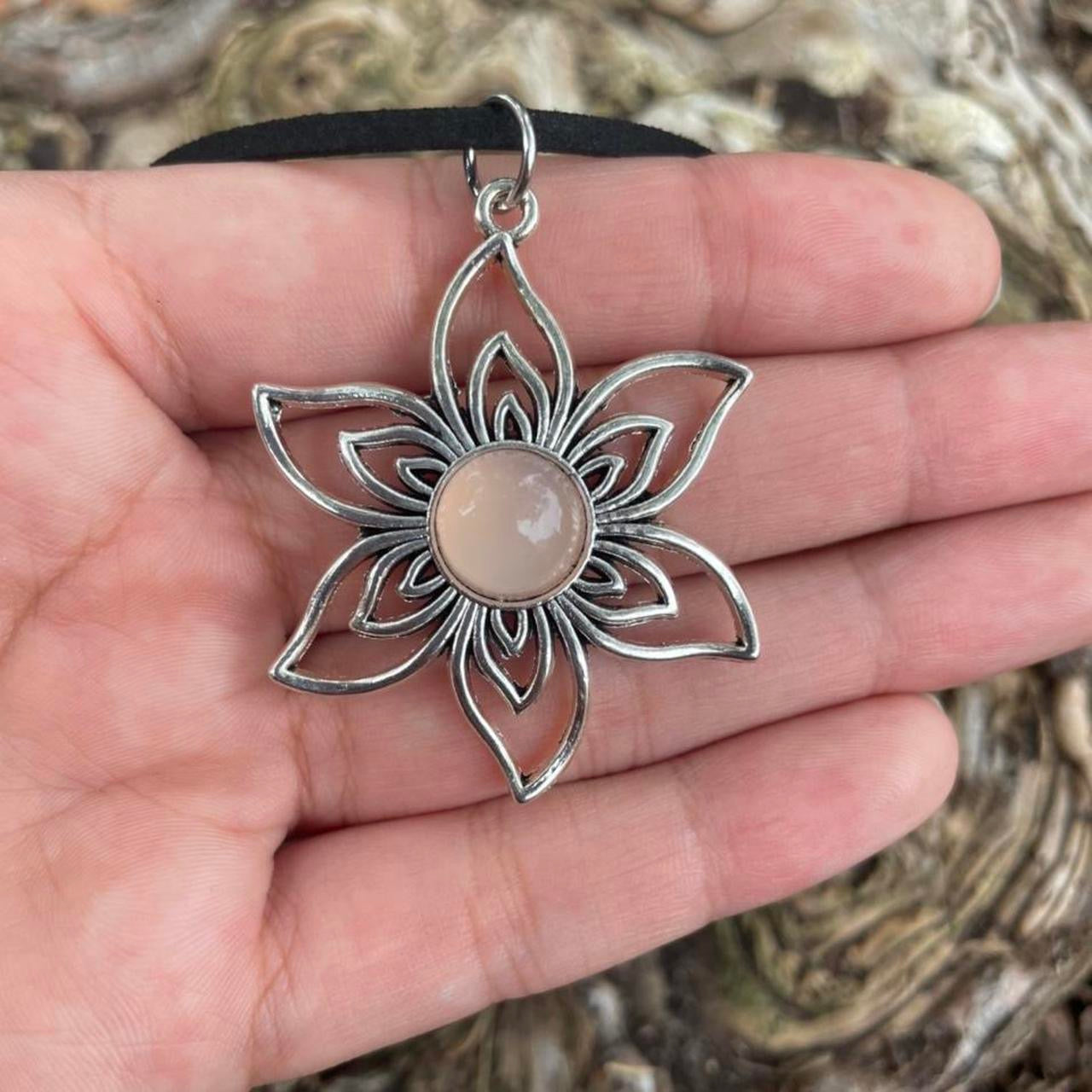 Pink Opal Flower Necklace