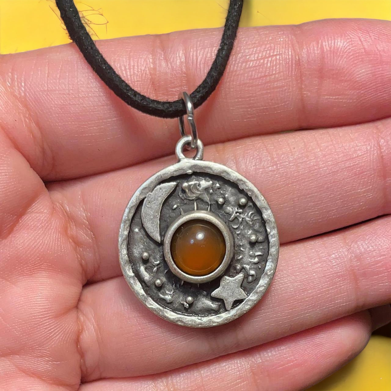 Carnelian Sun and Stars Necklace