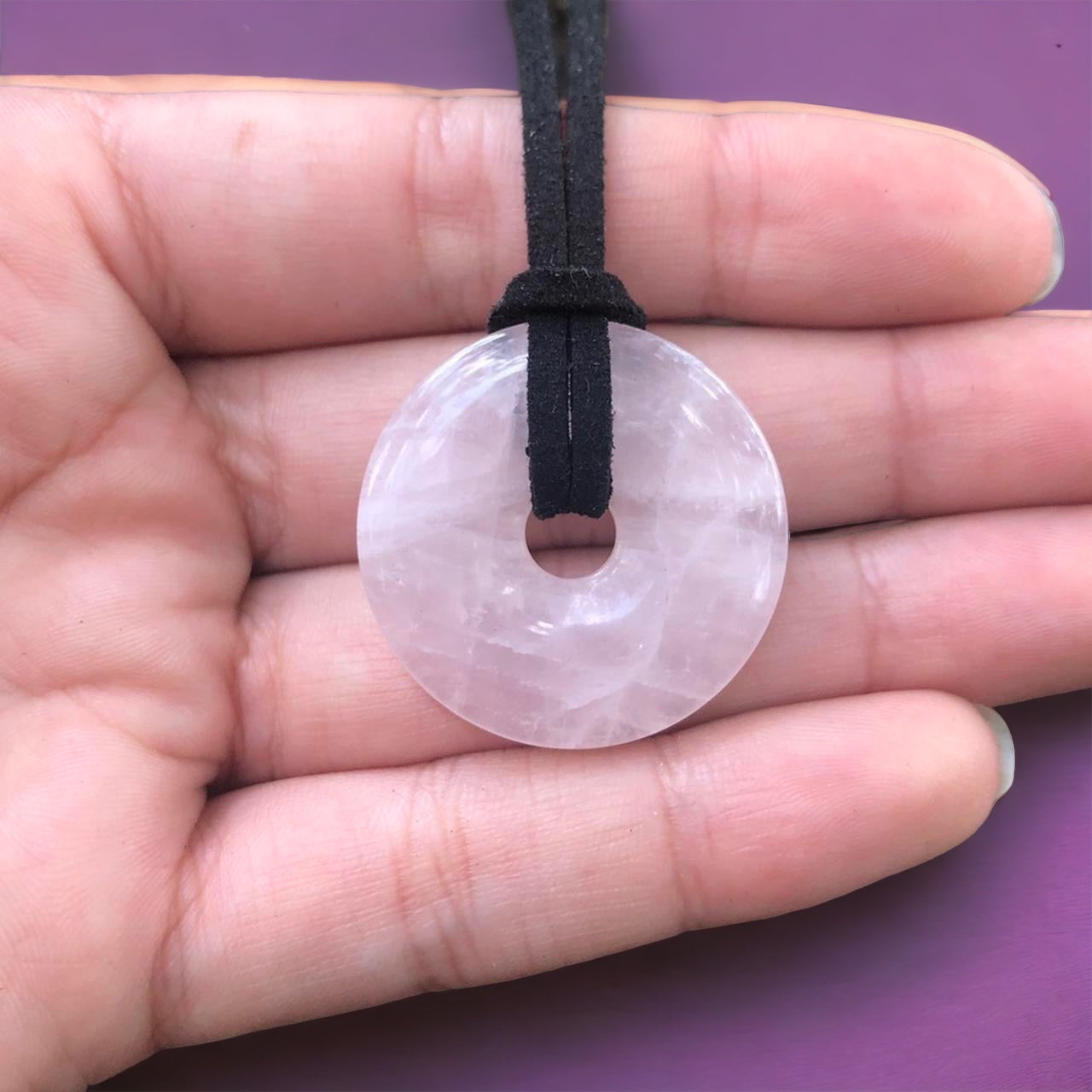 Rose Quartz Donut Necklace