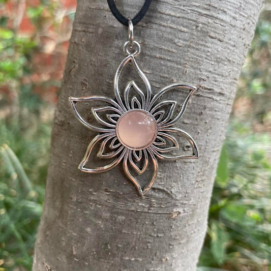 Pink Opal Flower Necklace