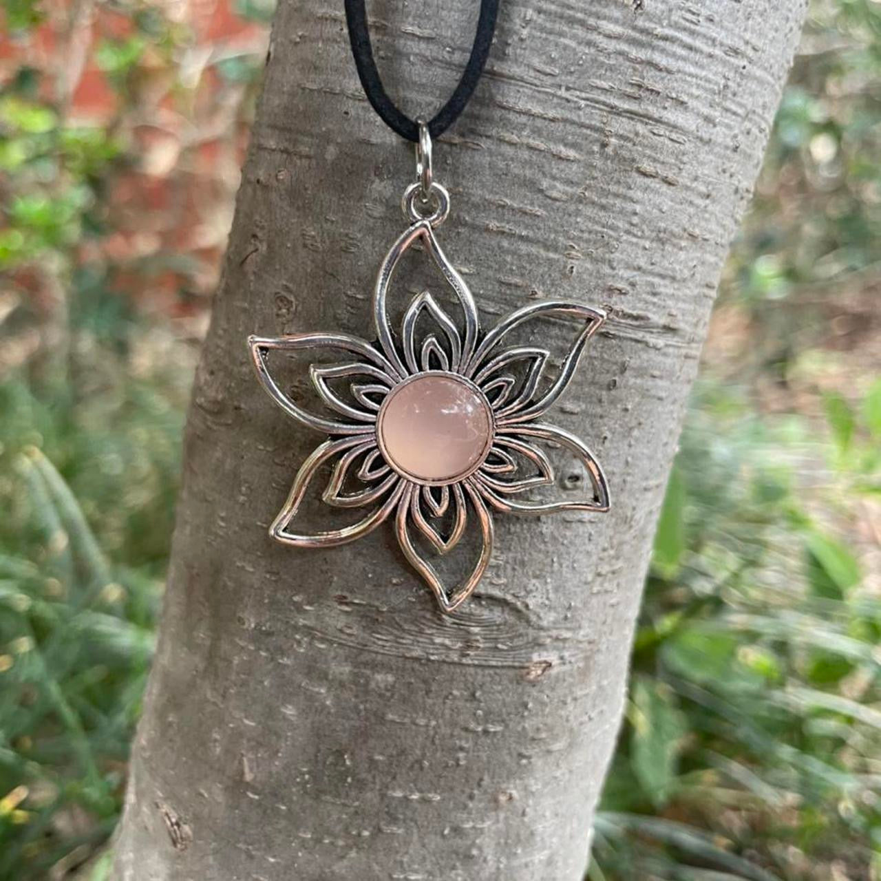 Pink Opal Flower Necklace