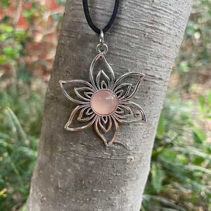 Pink Opal Flower Necklace
